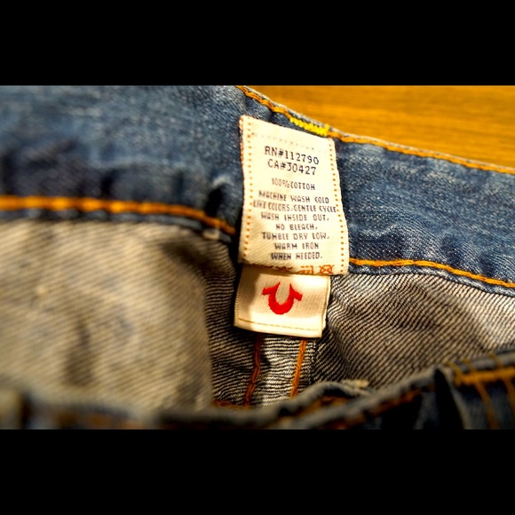 Vintage true religion nwot distressed bootcut blue jeans size 32 - Picture 5 of 6